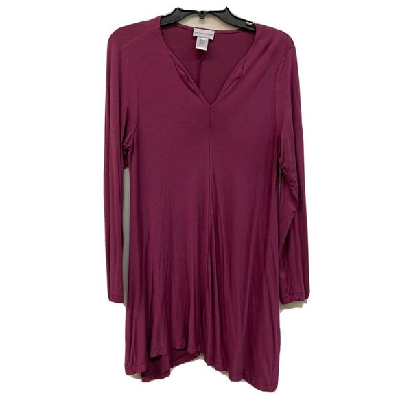 Soft Surroundings Womens Purple V Neck Tunic Top Stretch Blouse - Picture 1 of 3